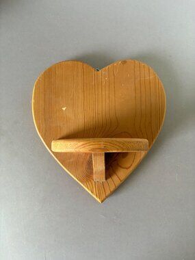 Heart-Shaped Wooden Wall Shelf Decorative Rustic Design 9" x 8"